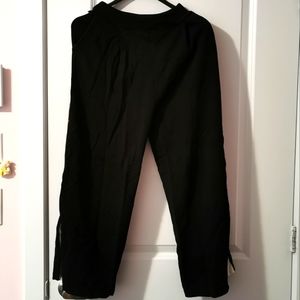 Split striped soft stretchable pant black